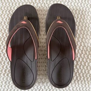 Women's Brown and Pink Orthotic Cushioned Flip-Flop Sandals